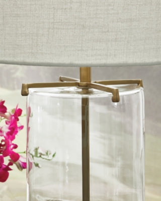 Ashley Furniture Gizeh Table Lamp with textured ceramic base and fabric shade, perfect for modern living room decor.