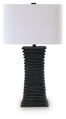 Ashley Furniture Golzar table lamp with a sleek base and fabric shade, ideal for modern home decor.