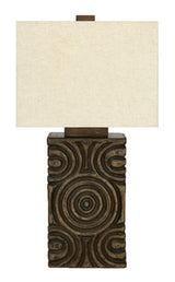 Heathbury table lamp by Ashley Furniture featuring a classic design with a fabric shade and wooden base.
