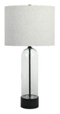 Ashley Furniture Kerrbrook table lamp with a classic design, featuring a beige fabric shade and wooden base.