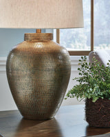 Madney Ashley Furniture table lamp with a sleek base and fabric shade, ideal for modern living room or bedroom decor.