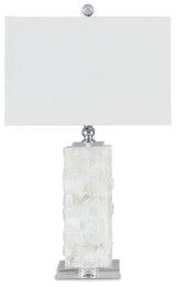 Ashley Furniture Malise Table Lamp with modern design, featuring a sleek base and fabric shade, perfect for living room or bedside.