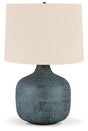 Malthace table lamp with a sleek base and fabric shade, designed by Ashley Furniture for stylish home lighting.