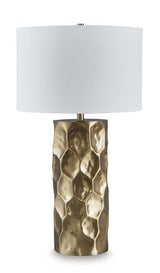 Marshawn Ashley Furniture table lamp with a sleek base and fabric shade, ideal for living room or bedside decor.