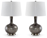 Ashley Furniture Tenslow Table Lamp Set featuring two stylish lamps with neutral fabric shades and modern bases.