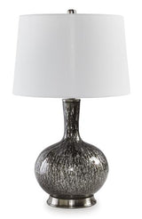 Ashley Furniture Tenslow table lamp set with modern ceramic bases and fabric shades, ideal for stylish home lighting.