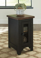 Ashley Furniture Valebeck End Table Set featuring two wooden tables with sleek, modern design and sturdy legs.
