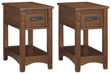 Ashley Furniture Breegin End Table Set showing two stylish wooden side tables with modern design and smooth finishes.