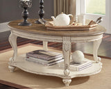 Ashley Furniture Realyn Table Set with a wooden table and matching chairs, featuring a modern design and natural wood finish.