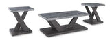 Set of three Ashley Furniture Bensonale tables, modern table set with sleek wooden surfaces and sturdy legs in a stylish design.