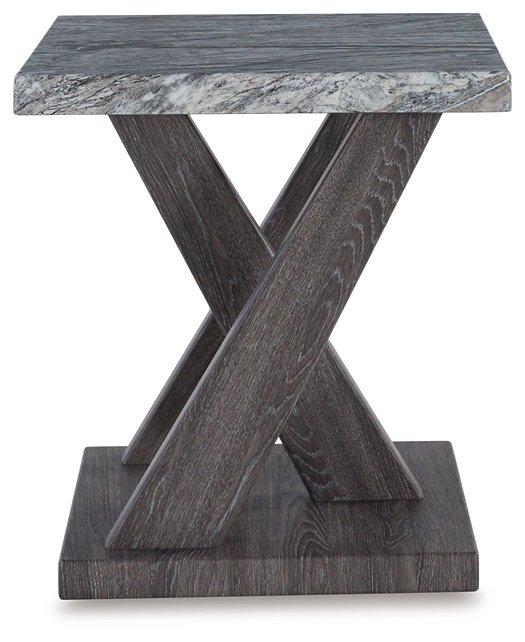Set of three Bensonale tables by Ashley Furniture, modern wooden table set with sleek design and natural finish.