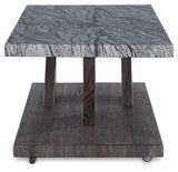 Set of three Bensonale tables from Ashley Furniture, showcasing modern wooden table designs with sleek finishes.