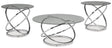 Set of three Ashley Furniture Hollynyx tables, modern wooden table set with sleek design and varied heights, perfect for living room decor.
