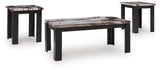 Set of three Ashley Furniture Jazmore tables, featuring modern wooden design with angled legs, shown from an angled side view.