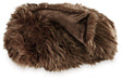 Set of three Ashley Furniture Bellethrone throws with soft, cozy fabric in neutral tones, perfect for living room decor.