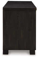 Ashley Furniture Galliden 80-inch TV stand with open shelving and storage compartments, modern wood finish, ideal for living rooms.