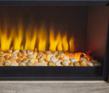Ashley Naydell 92-inch TV stand with built-in electric fireplace, featuring wood finish and storage cabinets.