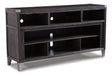 Ashley Furniture Todoe 65-inch TV stand with open shelves and storage compartments in a modern design.