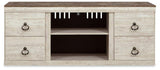 Willowton TV stand with electric fireplace by Ashley Furniture, showcasing wood finish, storage cabinets, and modern design.
