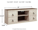 Willowton TV stand with electric fireplace by Ashley Furniture, showcasing modern wood finish and built-in fireplace feature.