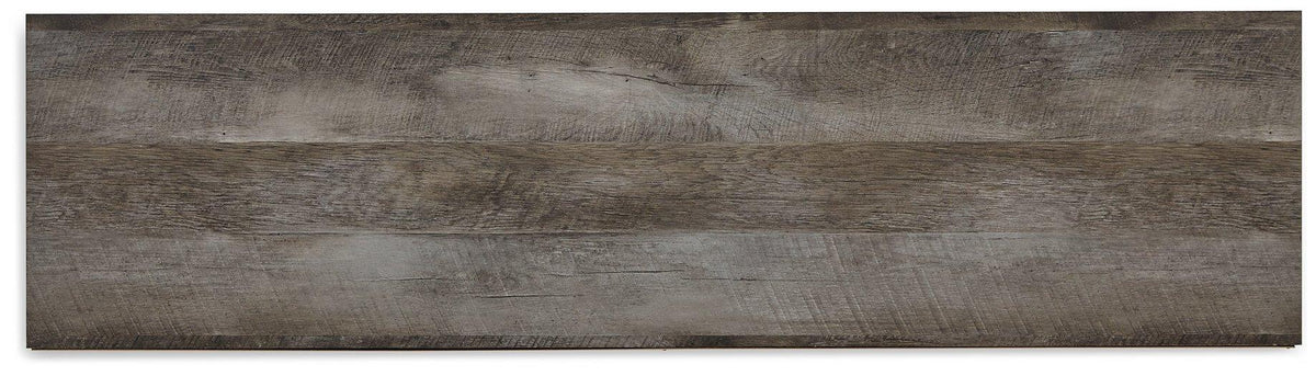 Ashley Wynnlow TV stand with electric fireplace, featuring wood finish, storage cabinets, and modern design.