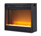 Willowton 64-inch TV stand with electric fireplace by Ashley Furniture, featuring storage cabinets and a modern wood finish.