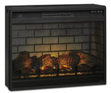 Ashley Wittenmyer 72-inch TV stand with built-in electric fireplace, wood finish, and storage compartments, modern entertainment furniture.