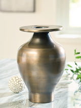 Ashley Furniture Fedorleigh Vase, decorative ceramic vase with intricate patterns and a glossy finish, shown on a neutral background.