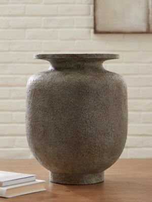 Ashley Furniture Jedwick vase, decorative ceramic vase with a sleek design, shown in a close-up image.