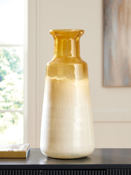 Ashley Furniture Wynburg Vase, modern decorative ceramic vase with a sleek design and neutral finish, suitable for home decor.