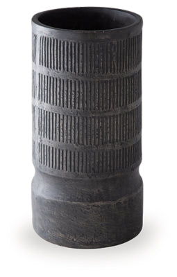 Ashley Furniture Beninworth Vase with a textured ceramic design in earthy tones displayed on a decorative surface.