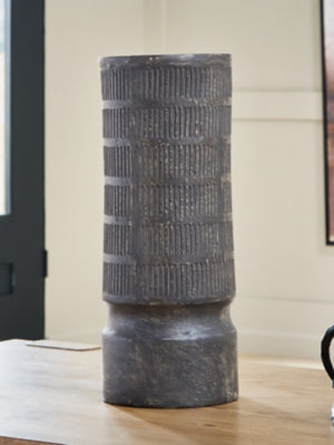 Ashley Furniture Beninworth Vase featuring a textured ceramic surface with a classic shape and neutral finish.