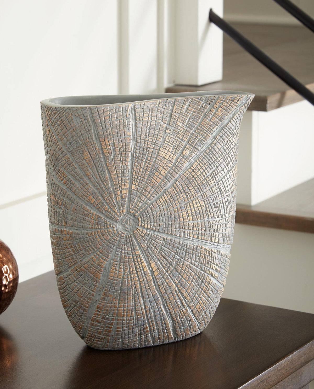 Set of two Ashley Ardenley vases, ceramic decorative vases with textured finish, suitable for home decor display.