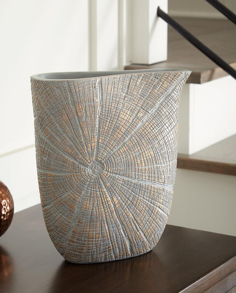 Set of two Ashley Ardenley vases, ceramic decorative vases with textured finish, suitable for home decor display.