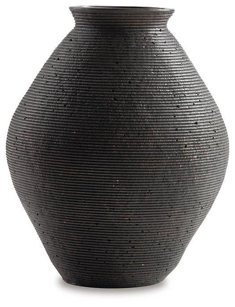 Ashley Furniture Hannela Vase with a sleek, modern design and neutral finish, perfect for home decor.