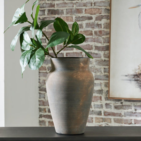 Ashley Furniture Brickmen Vase, decorative ceramic vase with brick pattern, ideal for home decor and floral arrangements.