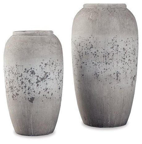 Set of two Ashley Furniture Dimitra vases with elegant ceramic design, ideal for decorative home accents.