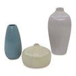 Set of three Ashley Furniture Eiderman vases with intricate patterns and a glossy finish, displayed together on a neutral background.