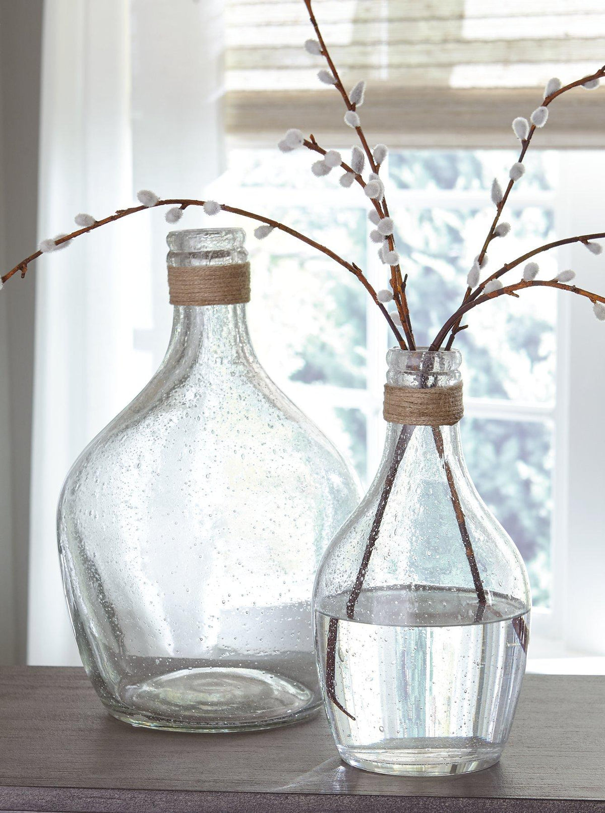 Set of two Ashley Furniture Marcin vases featuring sleek, modern design with a smooth finish, perfect for home decor.