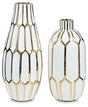 Set of two Mohsen vases by Ashley Furniture, ceramic decorative vases with modern design, displayed on a neutral surface.