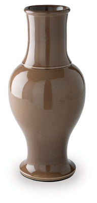 Ashley Furniture Tillmer vase, modern ceramic decorative vase with textured finish, neutral color, ideal for enhancing home decor.