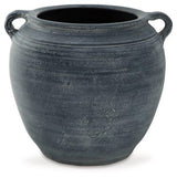 Meadie vase by Ashley Furniture, ceramic decorative vase with a smooth finish and modern design, placed on a wooden surface.