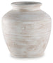 Ashley Furniture Meadie Vase with a sleek, modern design in a neutral finish, perfect for decorative floral arrangements.