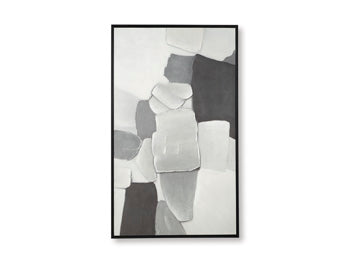 Ashley Furniture Adilson Wall Art featuring a modern, abstract design with vibrant colors and textured details for stylish home decoration