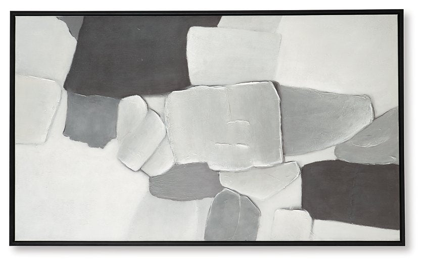 Ashley Furniture Adilson Wall Art featuring abstract design in neutral tones, suitable for modern home decor.