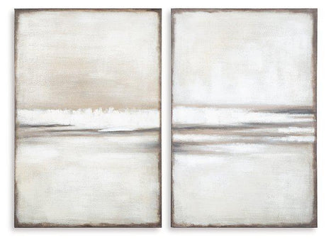Set of two Ashley Furniture Brockdunn Wall Art pieces featuring abstract designs for modern home decor.