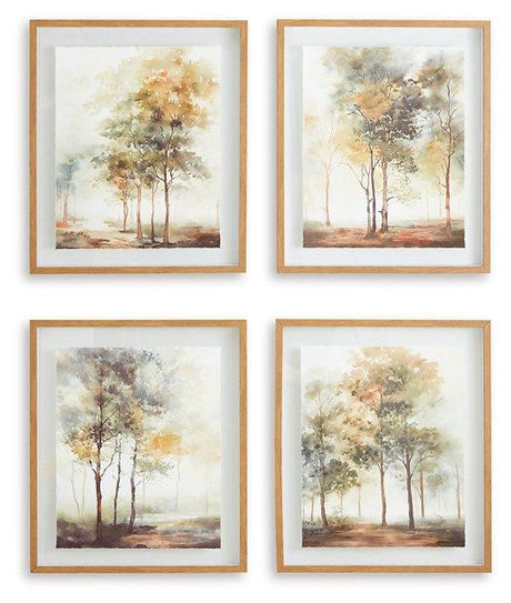 Set of four Bryneford wall art pieces by Ashley Furniture, featuring modern abstract designs for stylish home decor.