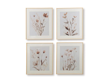 Set of four Chettings Wall Art pieces by Ashley Furniture featuring modern abstract designs on canvas.