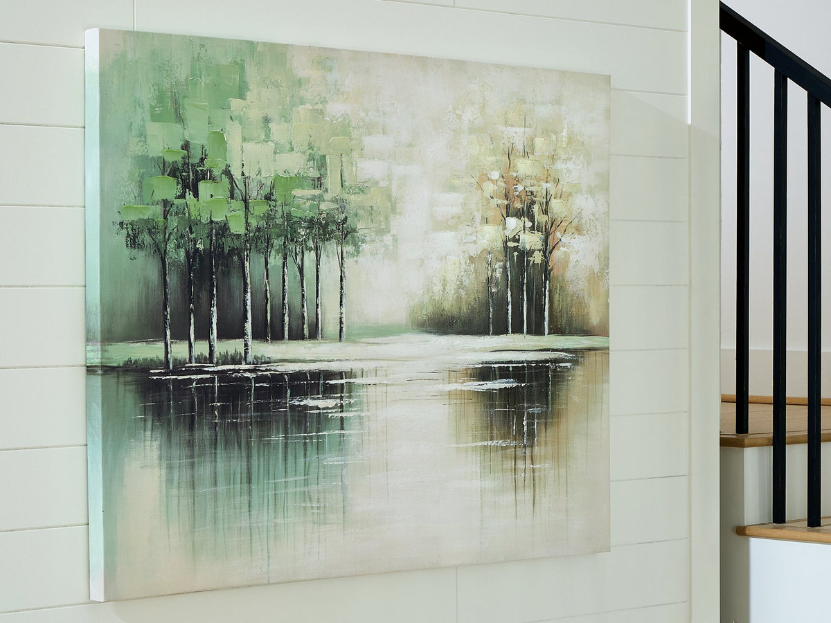 Ashley Furniture Garlenridge Wall Art featuring abstract floral design in warm tones, ideal for modern home decor.