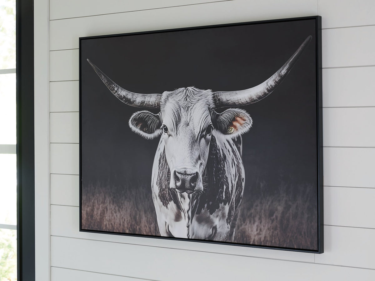 Ashley Furniture Harlandale wall art featuring a modern abstract design on a canvas, ideal for enhancing home decor.